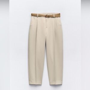 Zara Belted Tapered Pant Light Camel